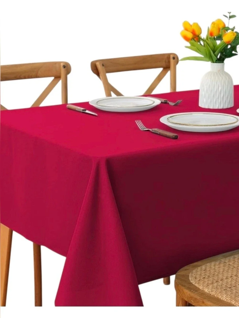 Apple Red Rectangle Table Cloth - 60x84 Inch Washable Polyester Rectangular EUC